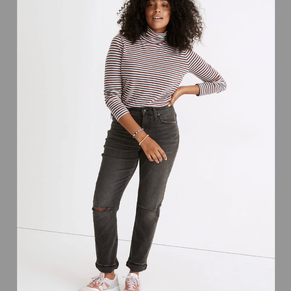 Madewell High-Rise Slim Boyjean in Caton Wash: Ripped-Knee Edition